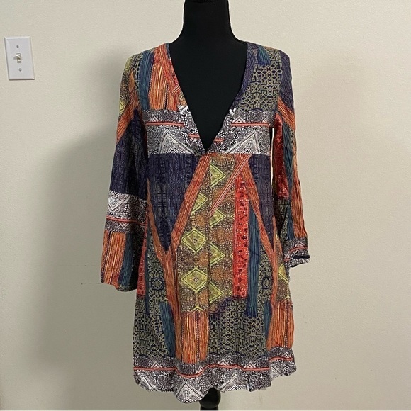 AX Paris Aztec Printed Swing Dress Multi Color Size 8 - Picture 3 of 11